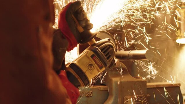 sparks from an angle grinder