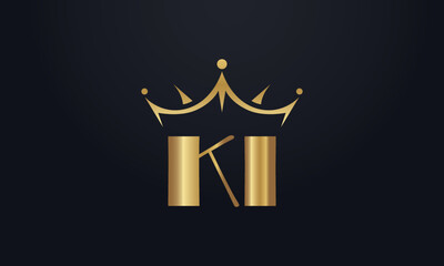 King crown logo design vector and extra bold queen symbol