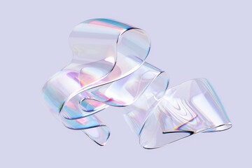 Colorful fluid gradient shape 3d rendering, liquid glass holographic spectrum effect - 538393104