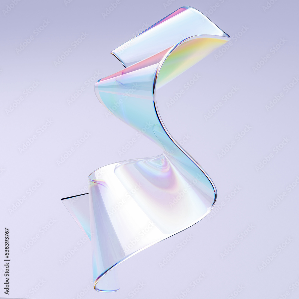 Fototapete wavy glass chromatic effect gradient abstract shape 3d rendering