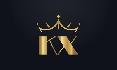 King crown logo design vector and extra bold queen symbol