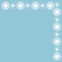 Abstract winter background with a frame of snowflakes on a blue background