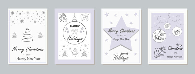 Set of Christmas cards. Collection of New Year's templates