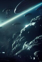 Alien Planet sci-fi outer space vertical wallpaper 3D Illustration with copy space for mobile screens