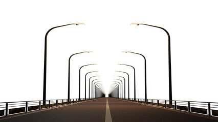 Isolated of night road (3D Rendering)