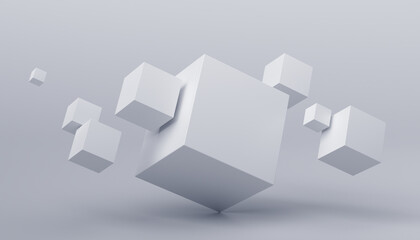 Abstract 3D Render of cubes - obrazy, fototapety, plakaty