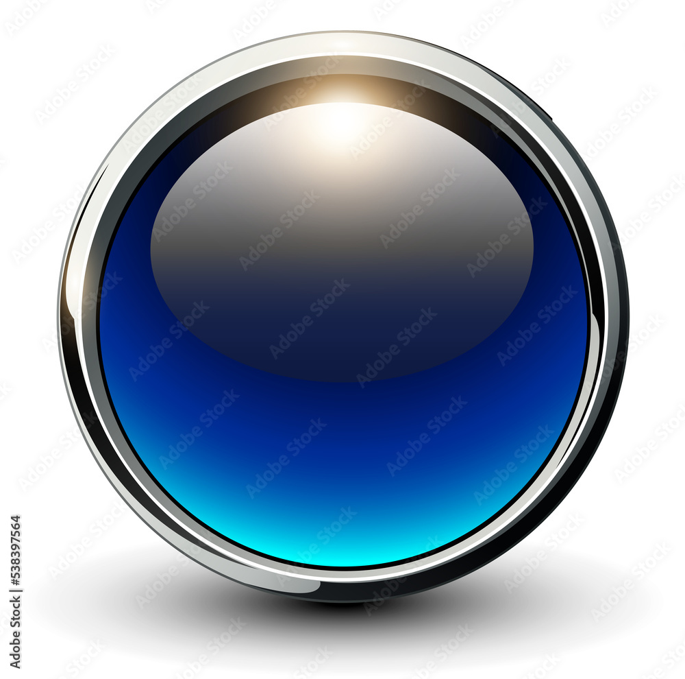 Poster Blue shiny button with metallic elements