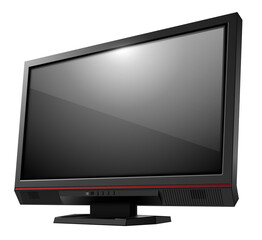 Monitor TV, modern 3d flat screen lcd, led television icon isolated.