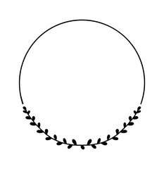 Naklejka premium Circle floral wreath. Wedding round botanical frame with leaves. Vector flower decorative laurel.