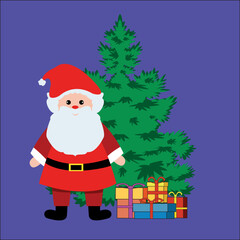 Collage of a modern festive pattern. Santa, Christmas tree and holly. Design for paper, cover, fabric, interior decor. Vector flyers, posters, business cards or for the Internet. Chat background, 