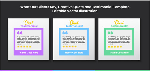Creative Testimonial, Quote , Review, Infographic Template Editable Vector Illustration 