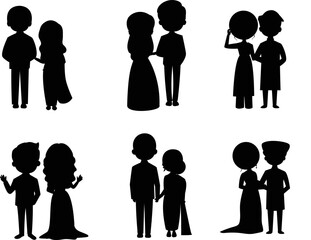 Weeding couple isolated vector Silhouettes