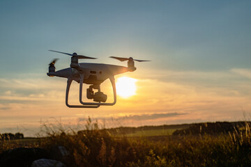 Fototapeta na wymiar Drone in the sunset