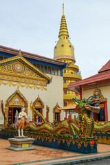 George Town, Malaysia - October 2022: Views of the Wat Chaiyamangalaram Thai Buddhist Temple in George Town on October 13, 2022 in Penang, Malaysia..