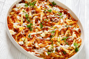 Bacon Mozzarella Feta Cheddar Cheese crispy Fries