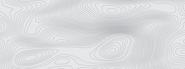 Black and white wavy abstract topographic map contour, lines Pattern background. Topographic map and landscape terrain texture grid. Wavy banner and color geometric form. Vector illustration.