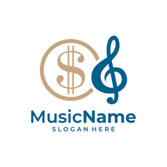 Money Music Logo Vector. Music Money logo design template