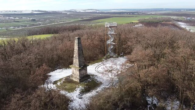battle of cologne,Bitva u Kol&iacute;na 1757,Battle of Kolin memorial,Bedrichova vyhlidka, lookout tower,Pam&aacute;tn&iacute;k bitvy u Kol&iacute;na aerila panorama landscape view Czech republic,Europe,