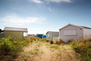 Fototapeta na wymiar beach huts by the sea