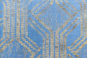 Seamless detailed woven linen texture background. Blue navy denim effect flax fiber natural pattern
