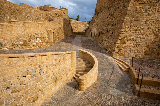 Melilla Fortress. Traditional Architecture in Old Melilla. Melilla is Spanish enclave located in Africa, bordering with Morocco. 