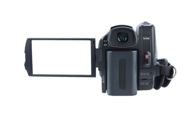 Camcorder with open lcd display