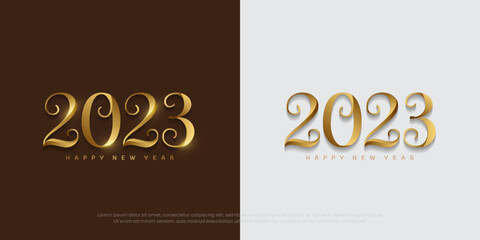 Unique logo design number 2023 for happy new year for poster banner