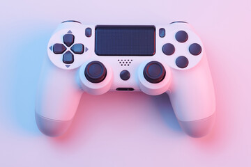 White video game controller, joystick for game console isolated on white background. Gamer control device close-up © amixstudio