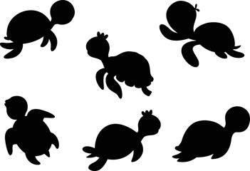 Turtle collections isolated vector Silhouettes