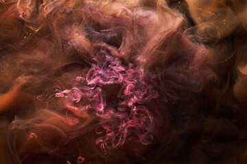 Multicolored dark abstract background, luxury black smoke, acrylic paint underwater explosion, cosmic swirling ink © amixstudio