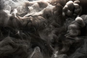 Black gray smoke abstract background, acrylic paint underwater explosion, swirling ink © amixstudio
