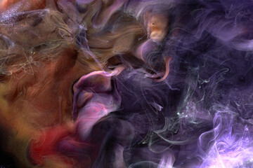 Multi colored sparkling abstract background, luxury dark gold smoke, acrylic paint underwater explosion, cosmic swirling ink © amixstudio