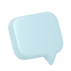 3D speech blue bubble icon isolated on white background. Realistic 3D chat, talk, messenger, communication, dialogue bubble icon. Illustration square chat box. Banner, sticker, tag, badge template.