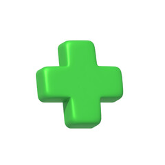 Obraz premium 3D concept of medical green cross for healthcare, support, first aid concepts isolated on white background.