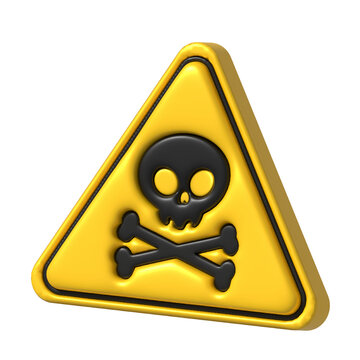 Alert or Warning signs 3d rendering of toxic isolated on a white background