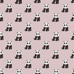 seamless pattern with cute holiday panda