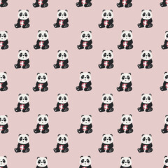 seamless pattern with cute holiday panda