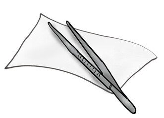Naklejka premium Wound care concept: Clipart of a hand drawn tweezer on a compret in comic style