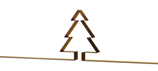 Continuous one line of abstract fir tree in silhouette. Minimalist. Merry christmas and happy new year