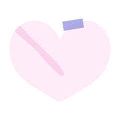 Heart pink sticky note with tape