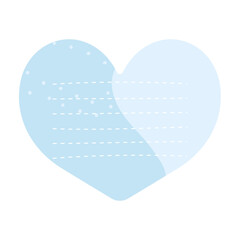 Heart blue sticky note with lines