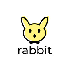 Simple, minimalistic rabbit. Cute cartoon bunny vector illustration.