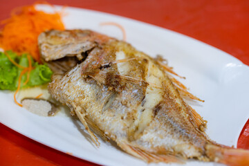 Pan fry blackthroat seaperch fish dish