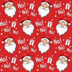 Seamless Pattern Christmas Head Santa Claus