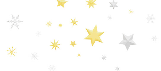 Abstract Gold Star Falling Soft Focus Background, 3D rendering.