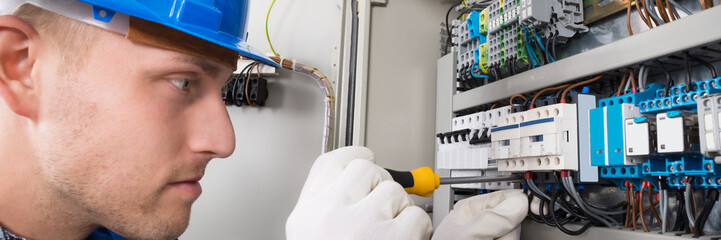 Male Electrician Examining Fusebox