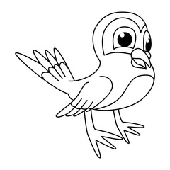 Cute bird cartoon characters vector illustration. For kids coloring book.