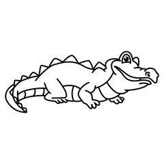 Cute crocodile cartoon characters vector illustration. For kids coloring book.
