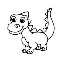 Cute dino cartoon characters vector illustration. For kids coloring book.