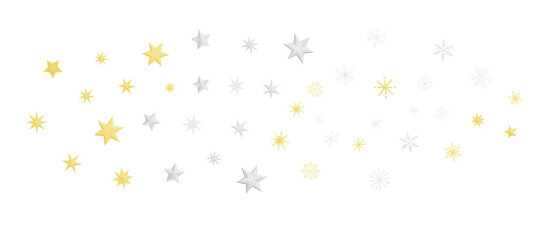 new year pattern. Christmas theme, golden openwork shiny snowflakes, star, 3D rendering.